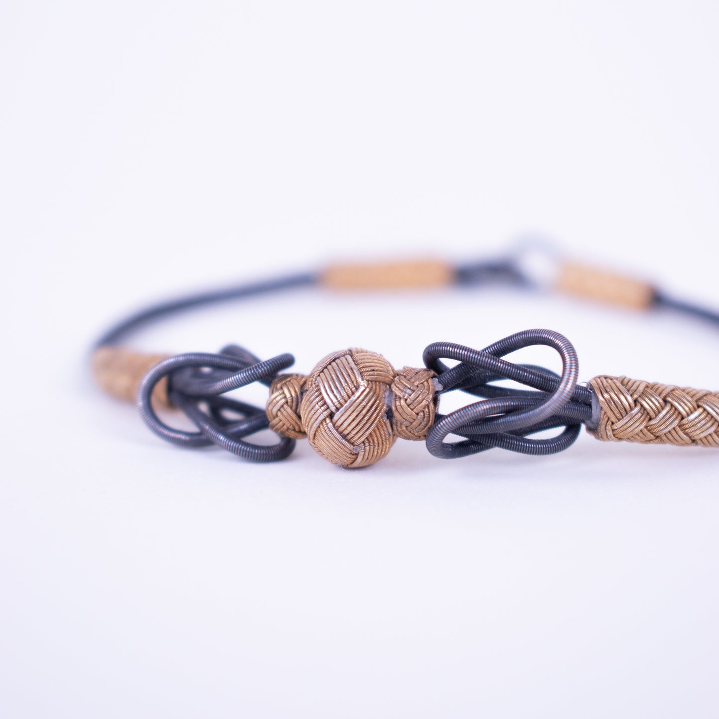 Silver Bracelet Golden Rope