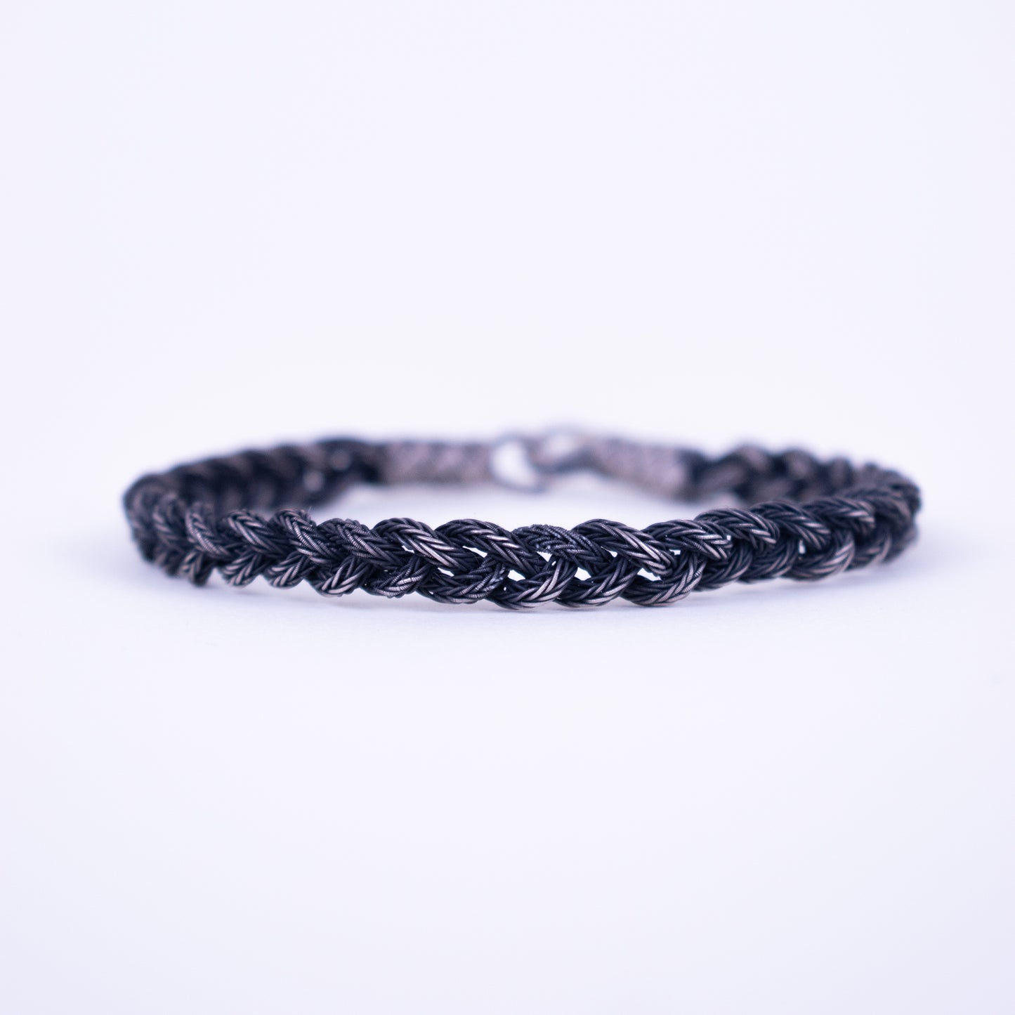 Silver Bracelet Blackend Rope