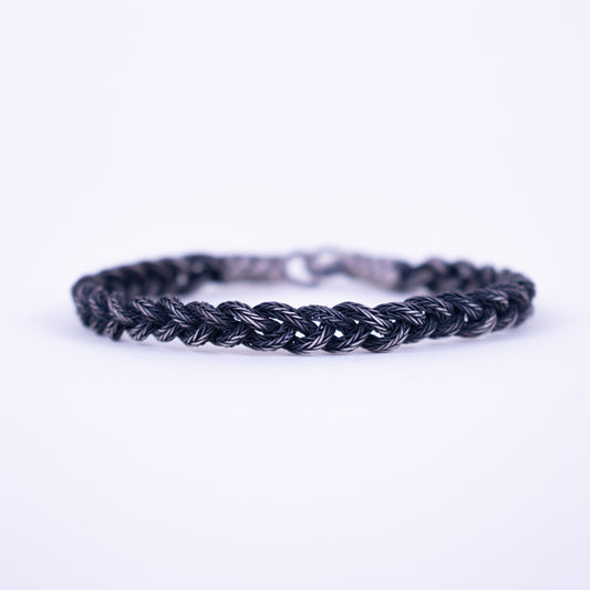 Silver Bracelet Blackend Rope