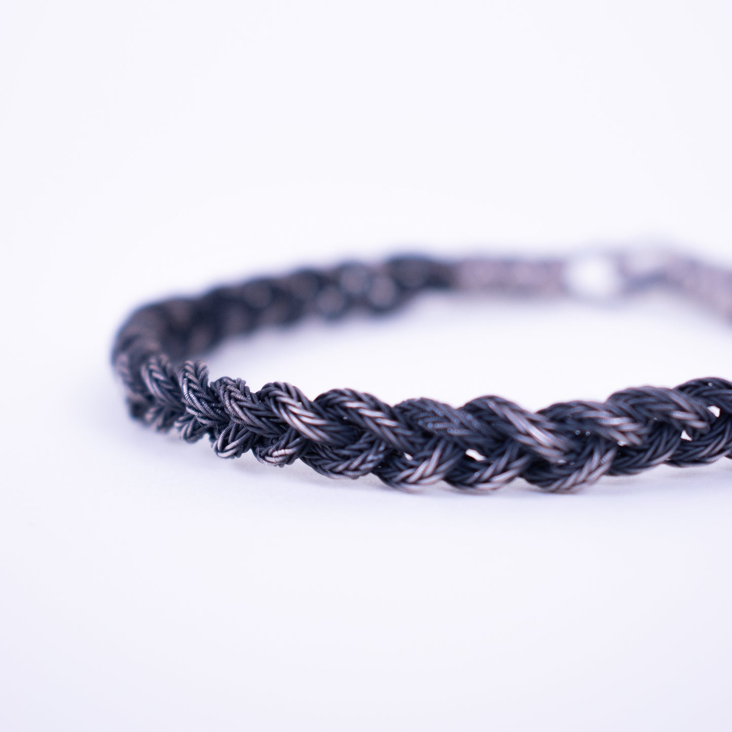 Silver Bracelet Blackend Rope