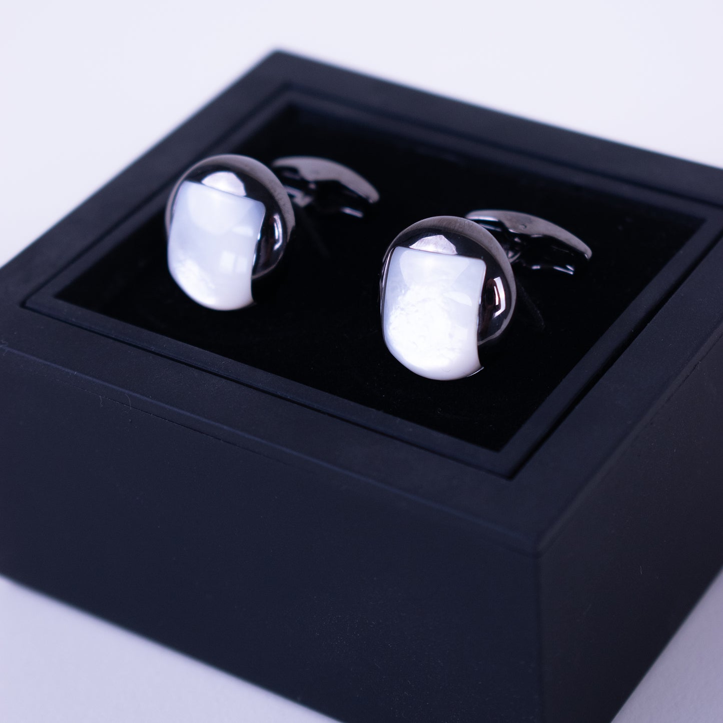 White Silver Cufflinks
