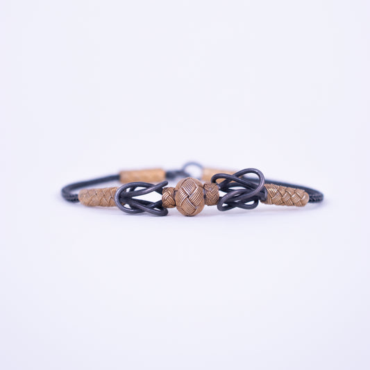 Silver Bracelet Golden Rope