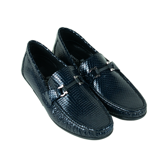 Leather loafer navy blue