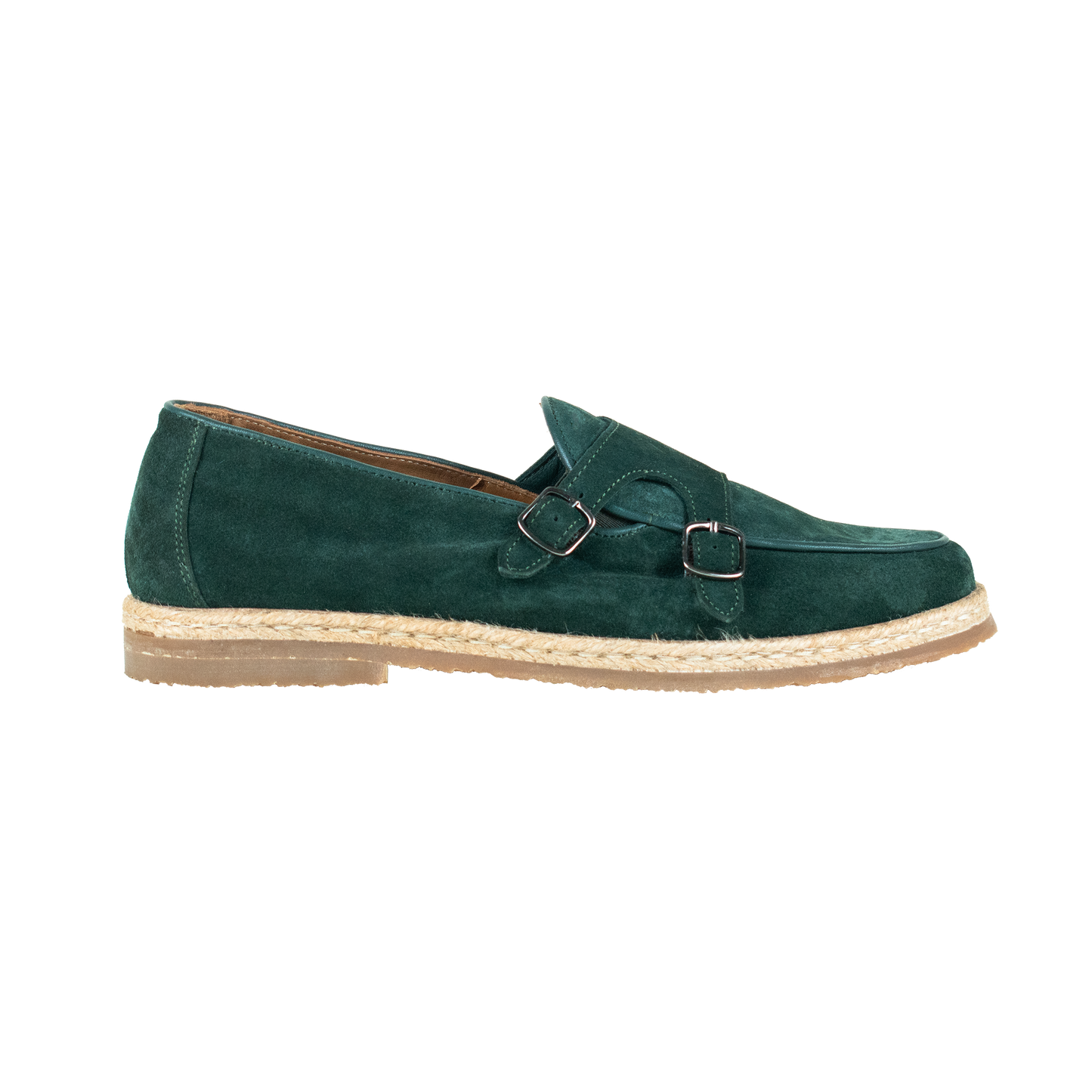 Green suede loafer