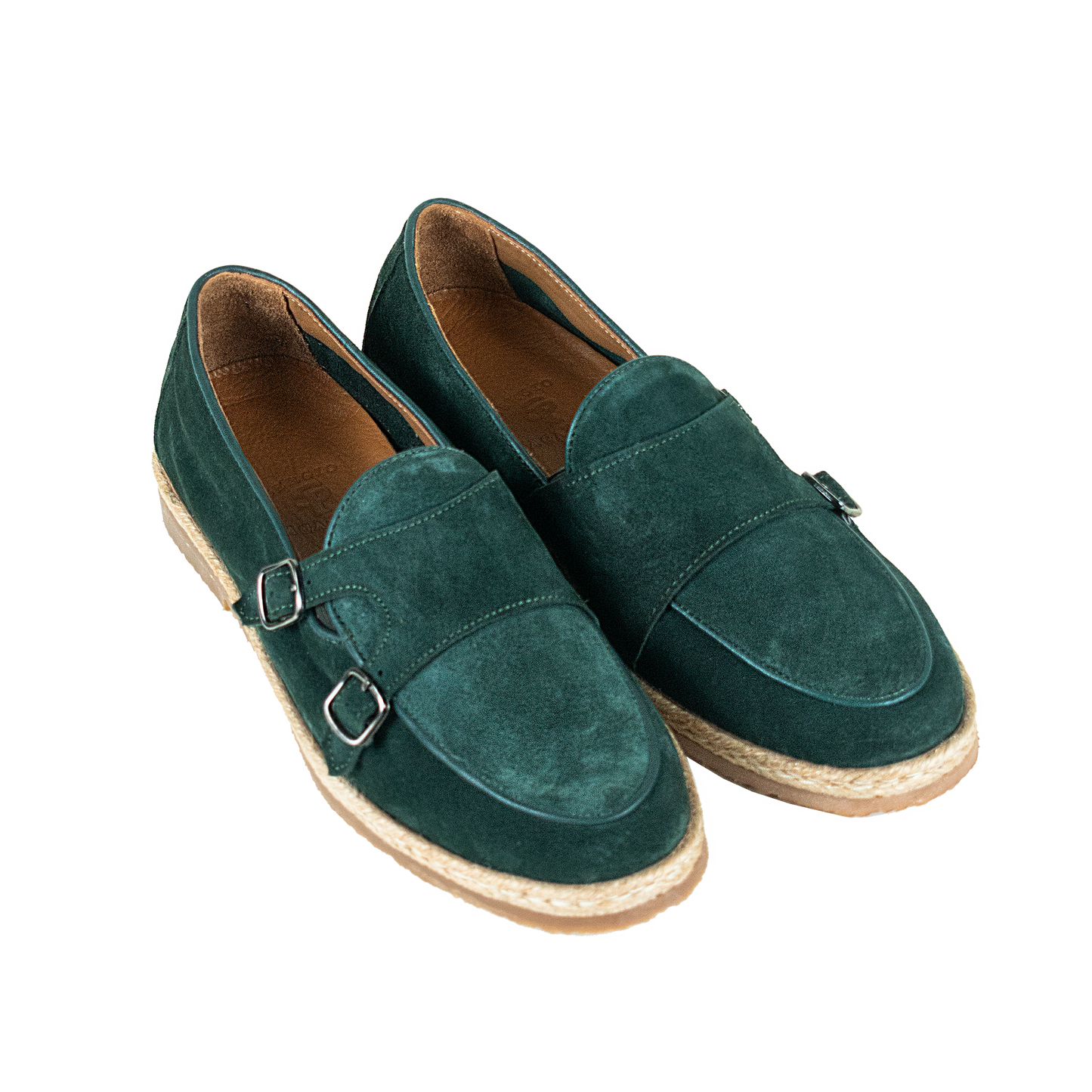 Green suede loafer
